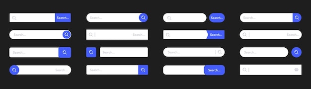 Search bar for UI UX design app and web site Www search boxes template Searching panel Search Address and navigation bar Collection of search engine form browser templates for websites