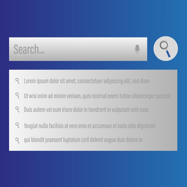 Search bar UI Digital query result Modern interface concept Vector web design