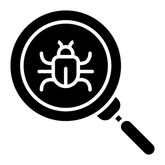 Search Bug Glyph Solid Black Illustration
