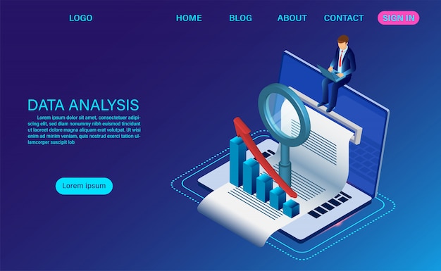 Search engine optimization isometric landing page