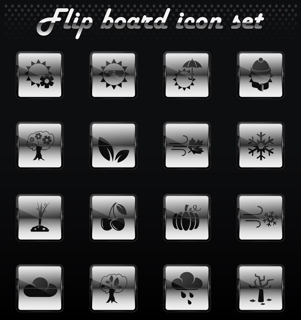 Seasons vector flip mechanical icons for user interface design