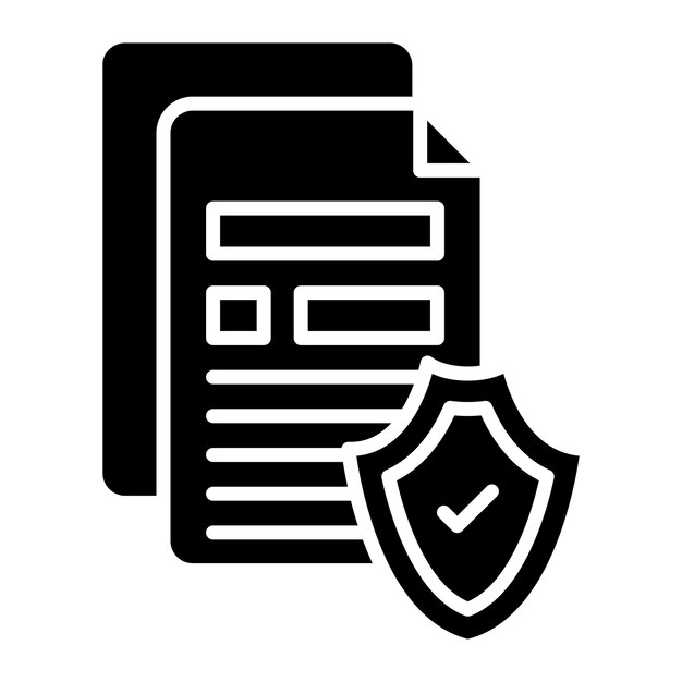 Secure Document Glyph Solid Black Illustration