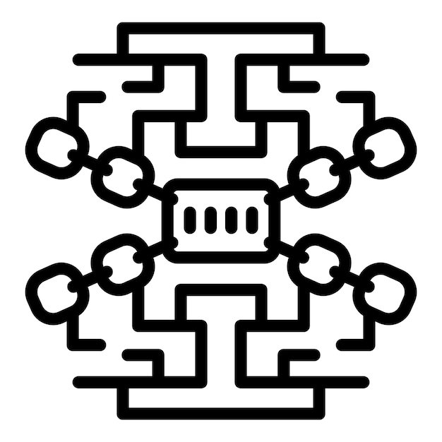 secured chain icon outline vector stop fraud secure cyber