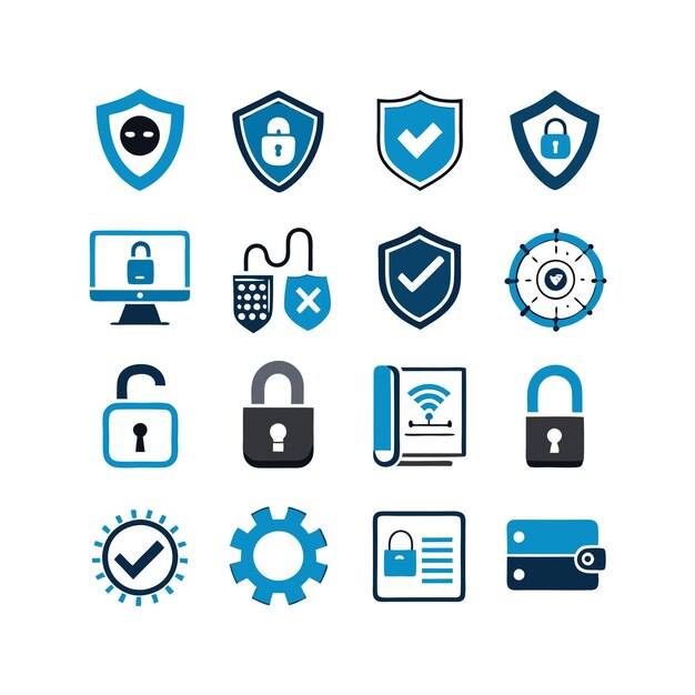 Security and Privacy Lock Icon Set Collection Vector for UI Documents Websites Mobile Applications