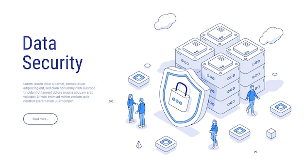 Security data protection isometric Big data Cloud technology Cloud database web hosting server