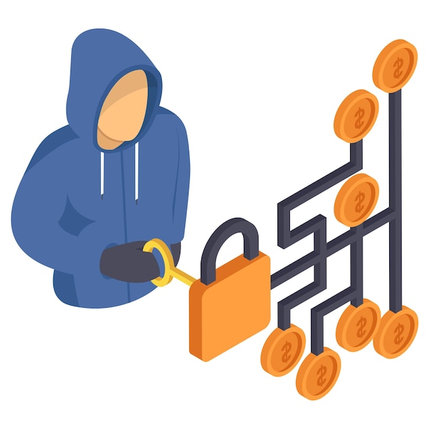 security keys hacking isometric concept physical twofactor authentication key vector icon design
