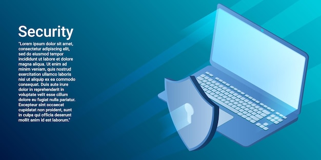 security protection of personal dataa laptop with a shield in the foreground