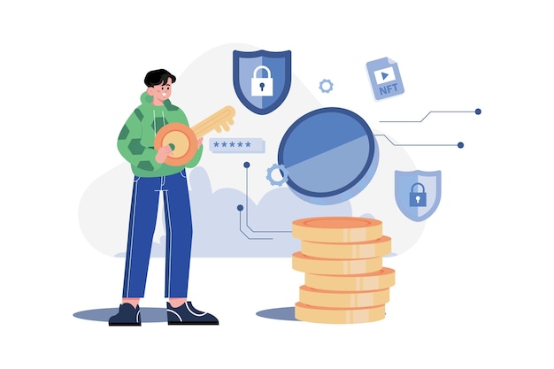 Security Token NFT Illustration concept