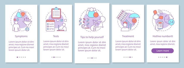 Self diagnosis onboarding mobile app page screen vector template