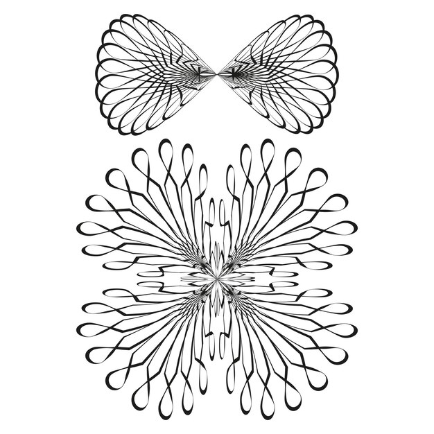 semicircle radial elements vector line design black on white background symmetrical shape style