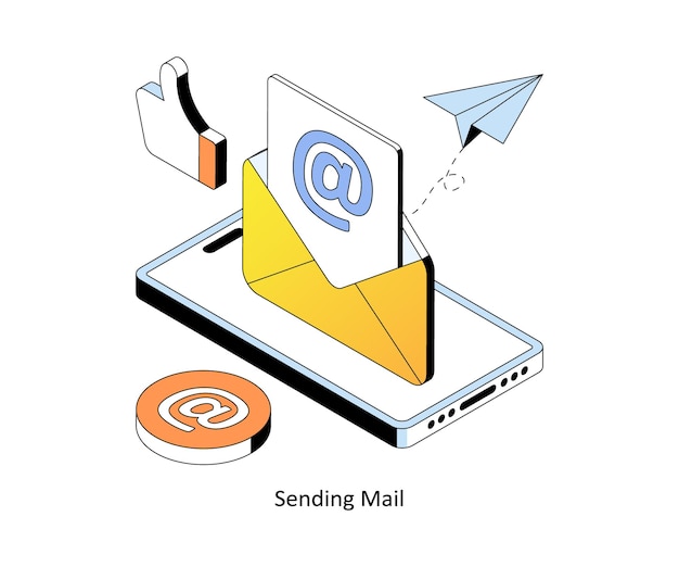 Sending Mail Vector Gradient isometric style illustrations EPS 10 File