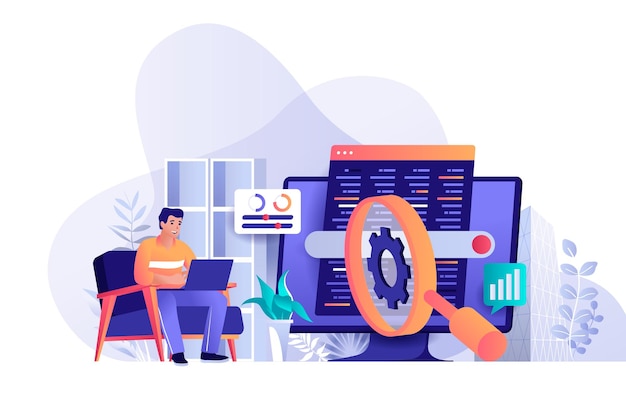 Seo optimization flat design concept illustration of people characters