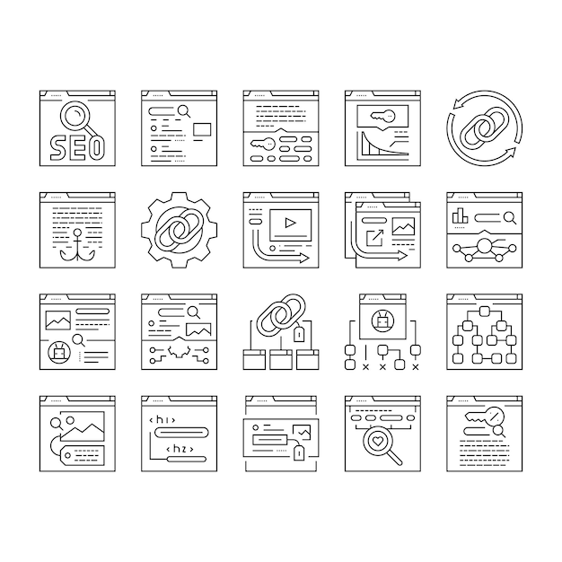 seo optimize community icons set vector