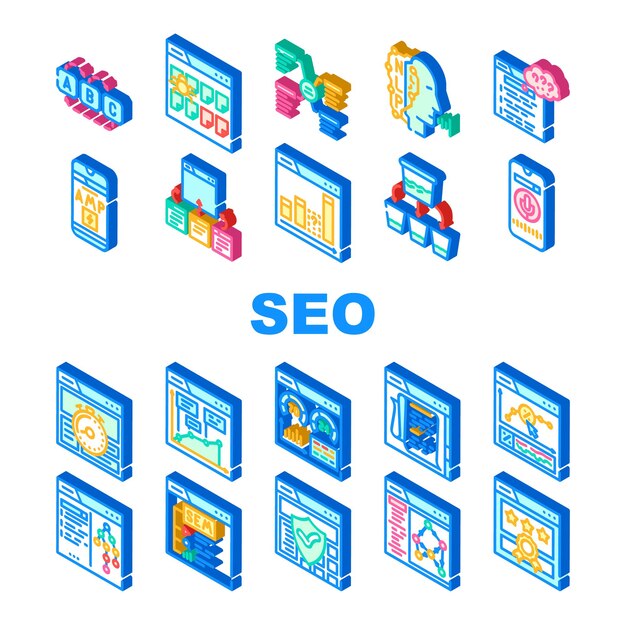 seo search website web internet icons set vector