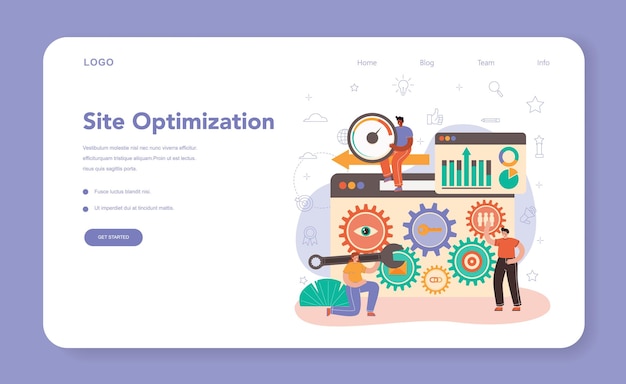 SEO specialist web banner or landing page. Idea of search engine