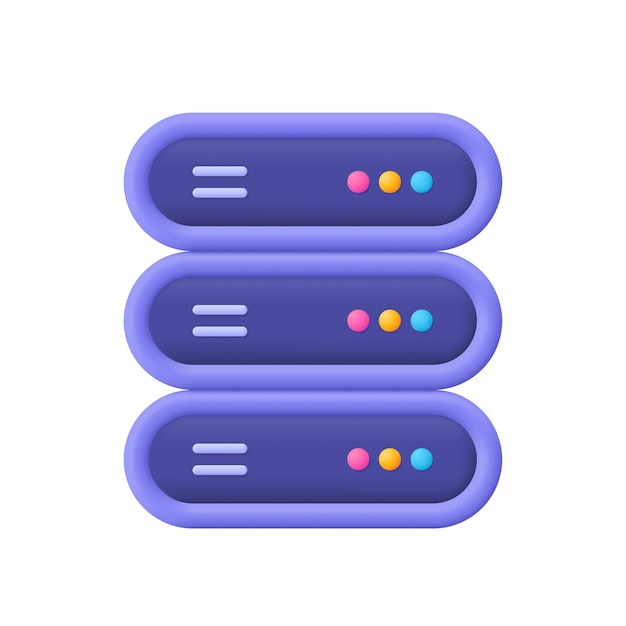 Server Data memory and data center 3d vector icon Cartoon minimal style