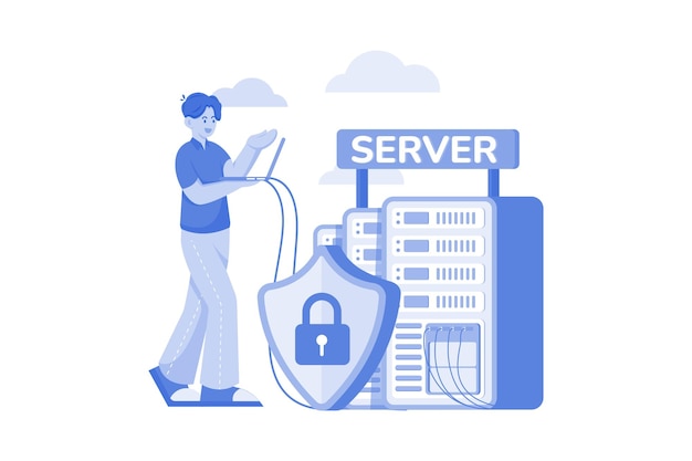 Server Data Security Illustration concept on white background