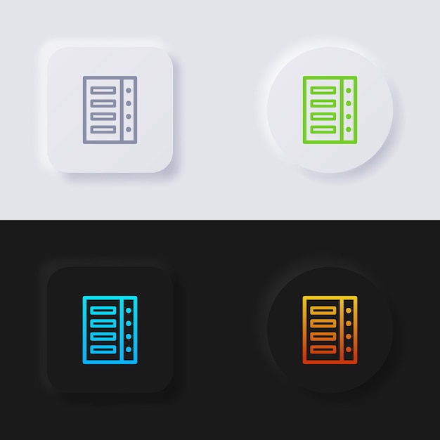 Server icon set Multicolor neumorphism button soft UI Design for Web design Application UI and more Icon set Button Vector