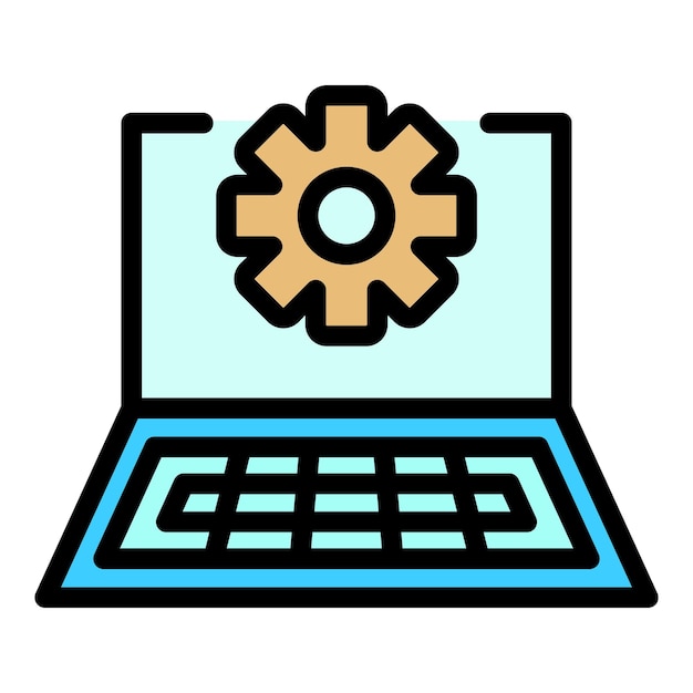 Service help computer icon Outline Service help computer vector icon for web design isolated on white background color flat