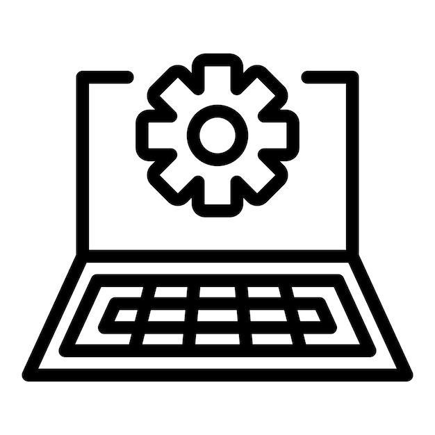 Service help computer icon Outline Service help computer vector icon for web design isolated on white background