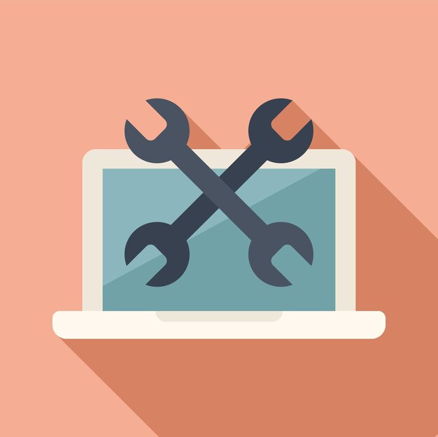 Service repair tool wrench icon flat vector Tool fix Error gadget fan