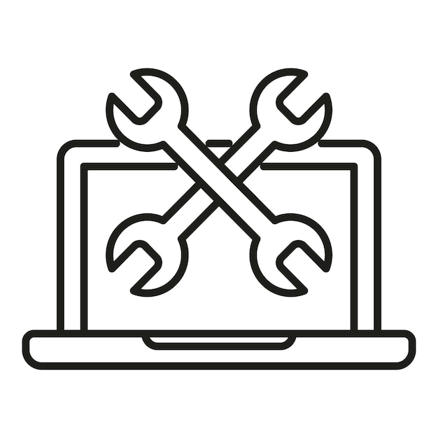 Service repair tool wrench icon outline vector Tool fix Error gadget fan