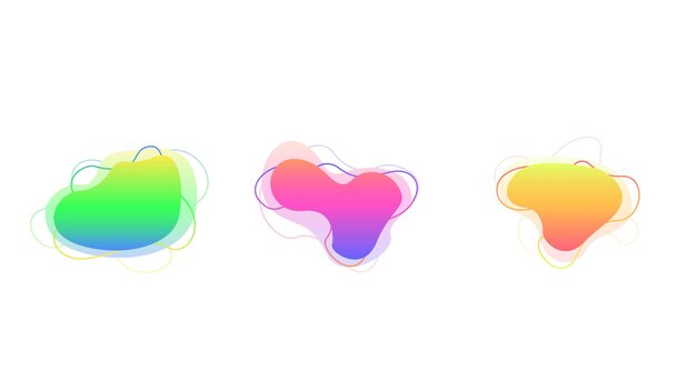 Set Abstract Collection Liquid Shape Fluid Design Gradient Geometric Figures Vector