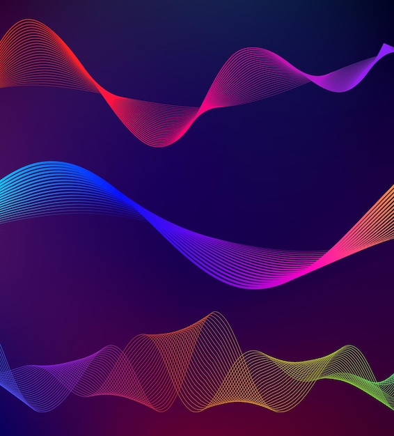 Set Abstract lines colors design element on white background of waves Vector Illustration eps 10 for grunge elegant business card print brochure flyer banners cover book label fabric