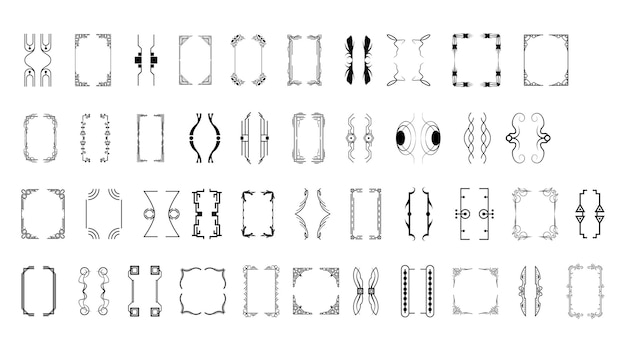 Set Black Simple Line Collection Different Doodle Brackets, Parentheses, Braces Elements Vector