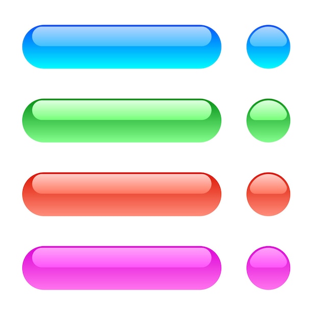 Set Colored Shiny Glossy Web Button Illustration  Vector Stock