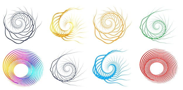 Set design element circle Isolated bold vector colors golden ring from Abstract glow wavy stripes of many glittering swirl created using Blend Tool Vector illustration EPS10 for your presentation