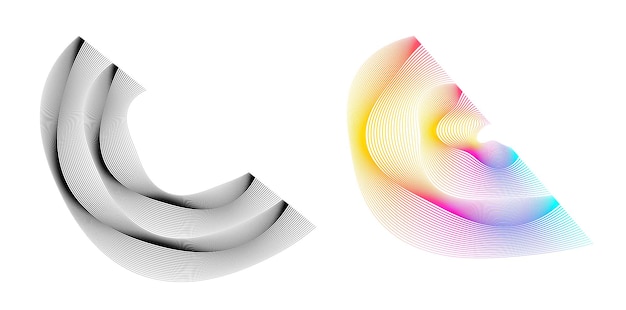 Set design element circle Isolated bold vector colors golden ring from Abstract glow wavy stripes of many glittering swirl created using Blend Tool Vector illustration EPS10 for your presentation