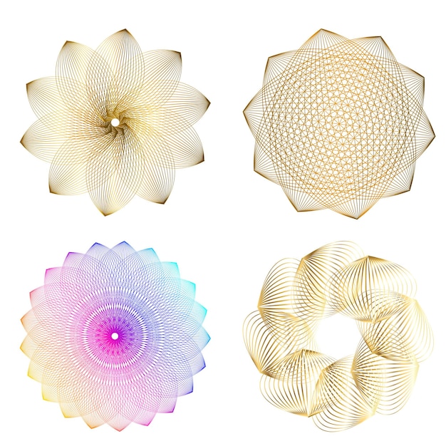 Set design element circle Isolated bold vector colors golden ring from Abstract glow wavy stripes of many glittering swirl created using Blend Tool Vector illustration EPS10 for your presentation