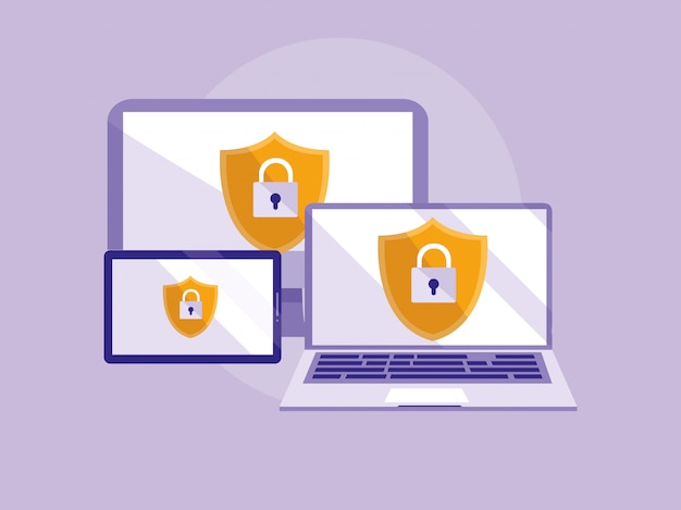 Set devices electronics with shields and padlocks