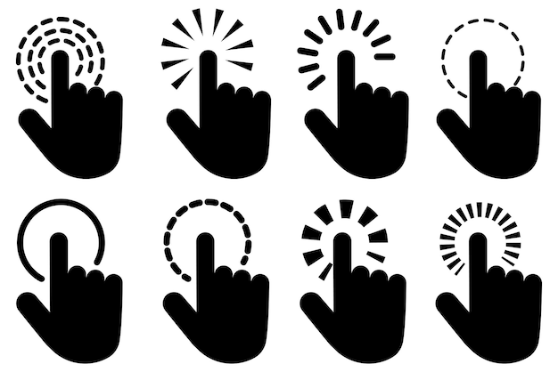 set fingers cursors. computer interface. digital technology. vector illustration.