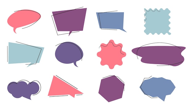 set frame textbox doodle hand drawn vector