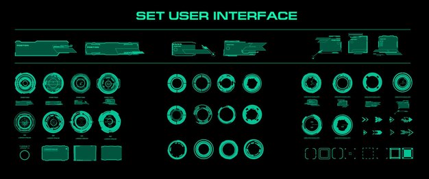 Set futuristic circles frames and HUD panels Elements for digital user interface with callout frames and dialog boxes Futuristic user interface HUD