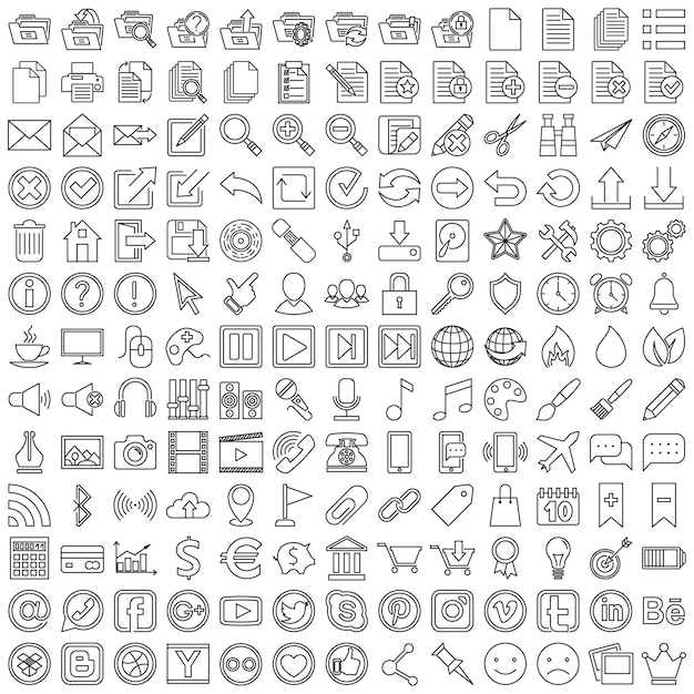 set linear web icons