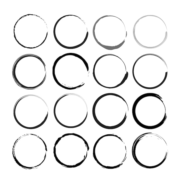 Set of 12 Hand Drawn Scribble Circles vector logo design elements