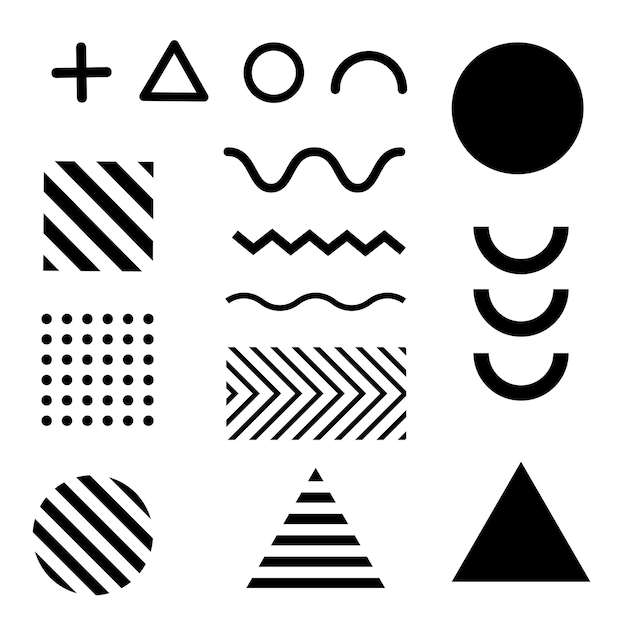 set of 15 geometric memphis shapes memphis design retro elements for web vintage advertisement