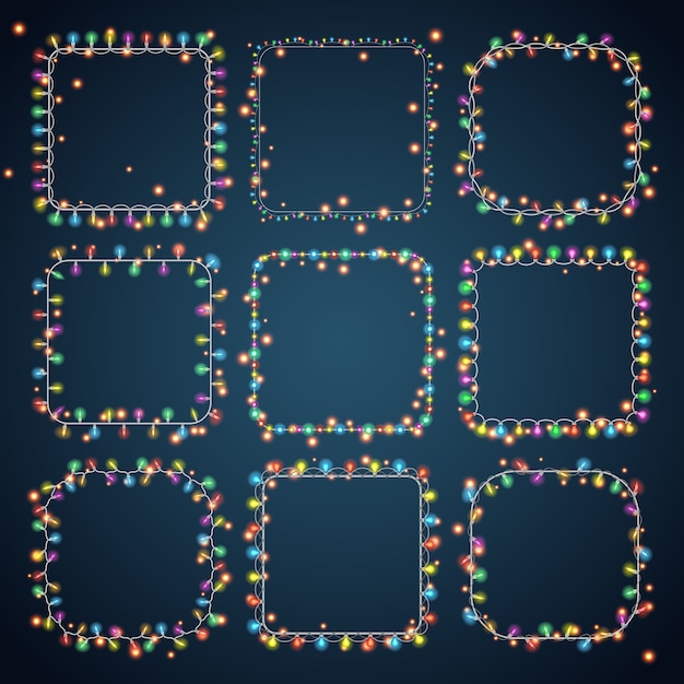 Set of 9 color square garland lights.