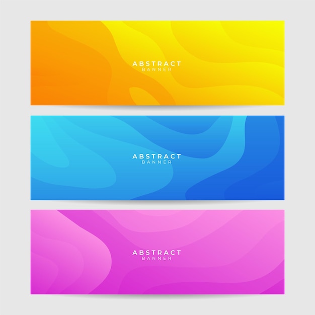 Set of abstract blue red orange banner background with 3d overlap layer and wave shapes. Geometric, polygonal Abstract background, texture, advertisement layout. web page. header for website.