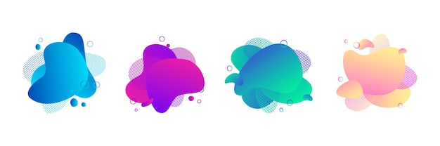 Set of abstract fluid shape with pastel yellow and pink, blue gradient for flyer, presentation, business card template. Modern liquid elements purple, green colors. Set organic shapes vector banners.