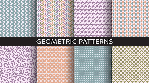 Set of abstract geometric seamless patterns