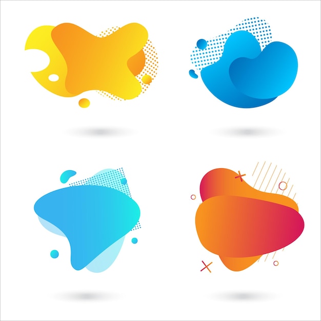 Set of abstract modern graphic elements. Dynamical colored forms and line. Gradient abstract banners with flowing liquid shapes. Template for the design of a logo, flyer or presentation. Vector