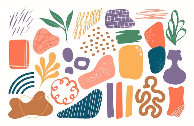 set of abstract organic shape hand drawn doodle art vector blob
