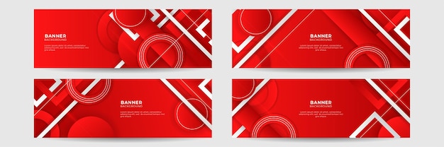 Set of abstract red banner background with 3d overlap layer and wave shapes. Geometric, polygonal Abstract background, texture, advertisement layout. web page. header for website.