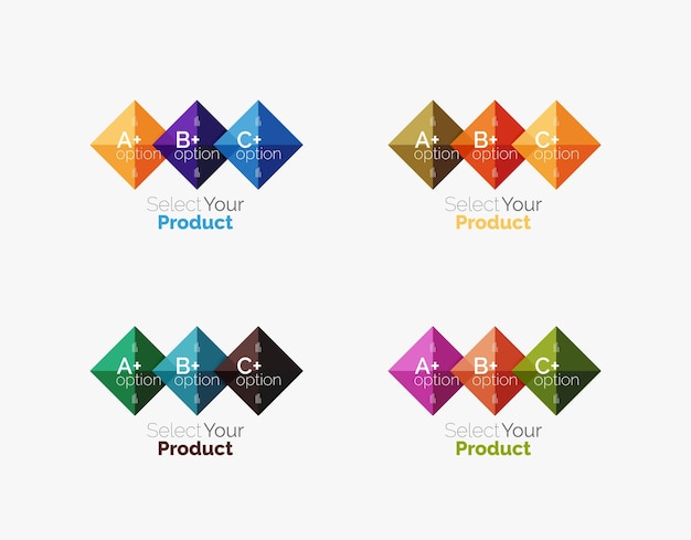 Set of abstract square interface menu navigation button