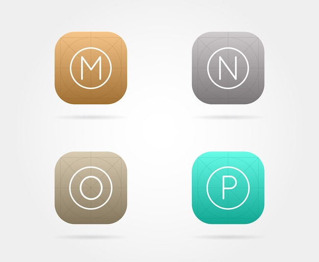 set of app icon template with guidelines. vector fresh colour