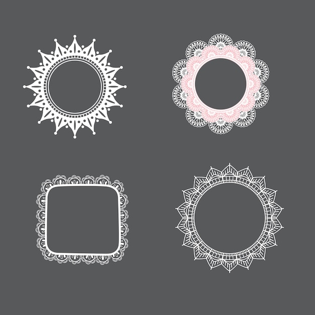 Set of arch and double arc rectangle and square oval and circle frames with wavy edges Simple geo